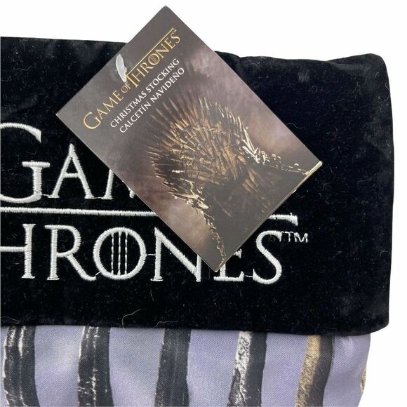 Game of Thrones Christmas Stocking Sword Thrown Silky Embroidered Velvet Trim - Picture 3 of 4